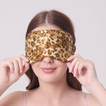 MULBERRY SILK EYE MASK LEOPARD