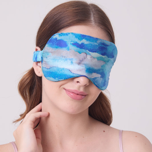 MULBERRY SILK EYE MASK AQUA