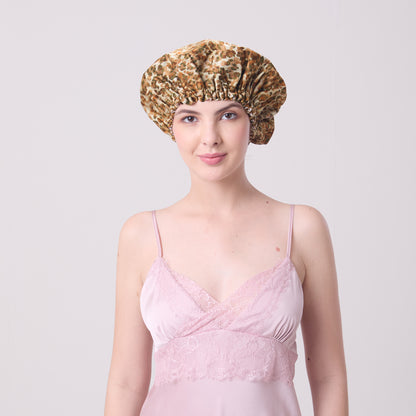 MULBERRY SILK BONNET LEOPARD