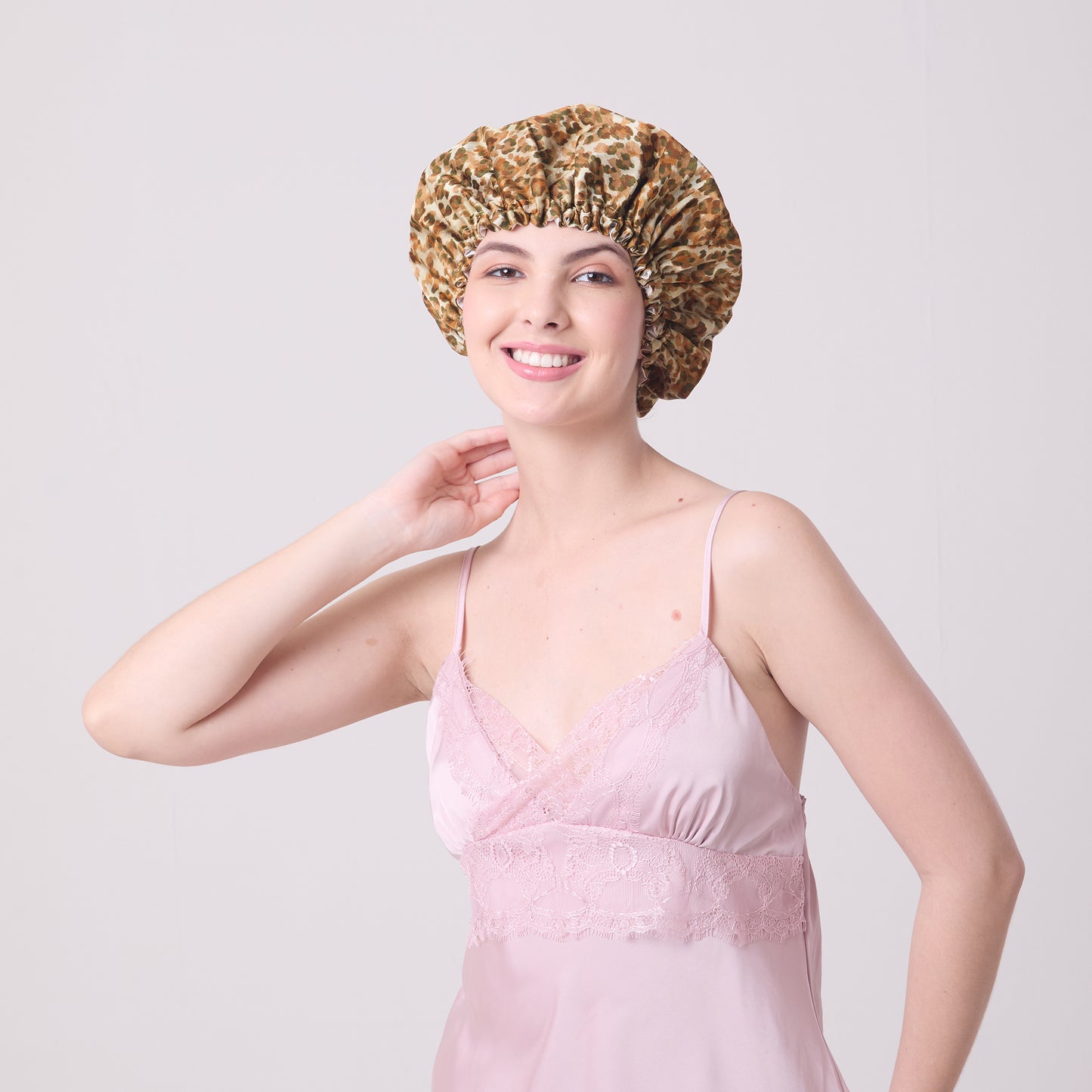 MULBERRY SILK BONNET LEOPARD