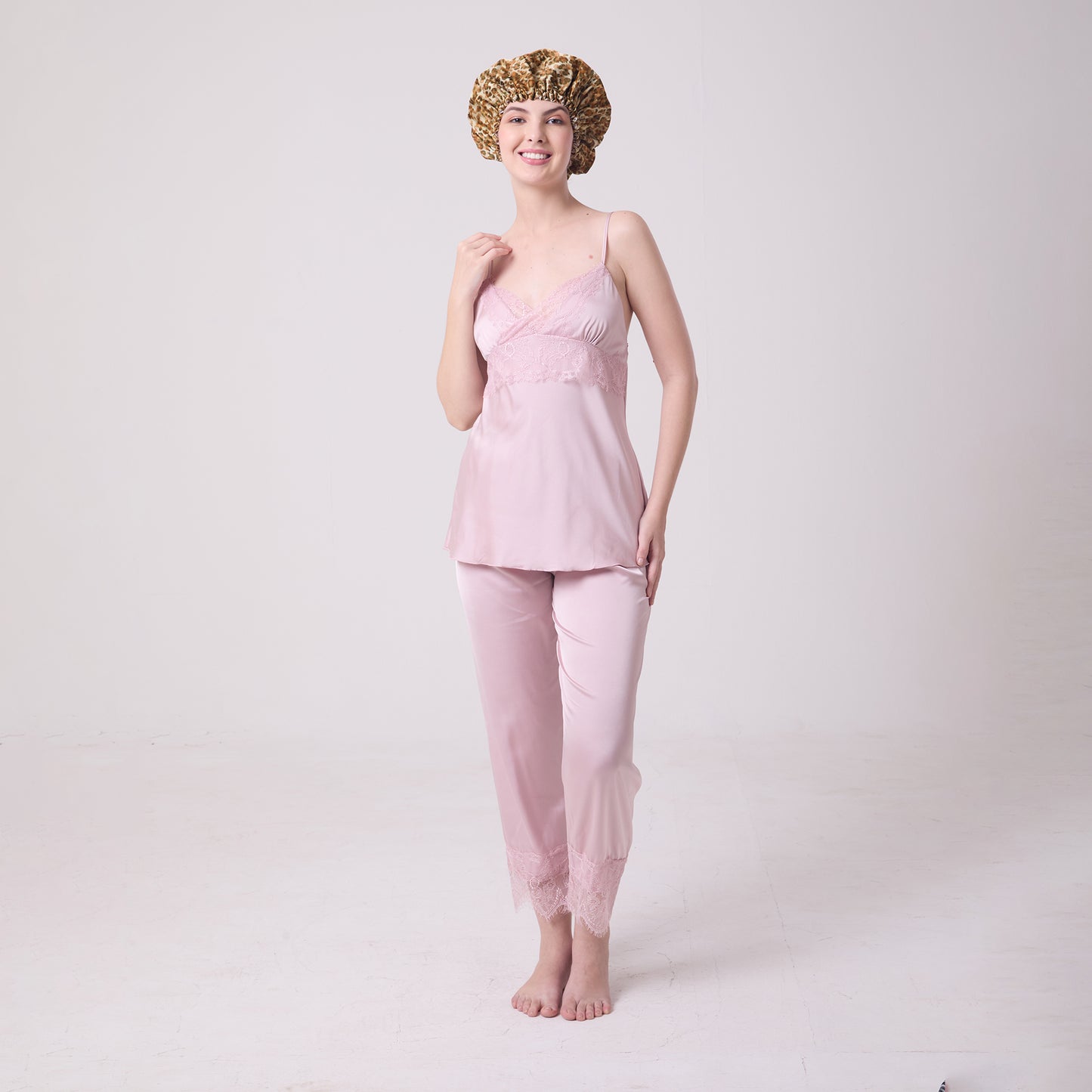 MULBERRY SILK BONNET LEOPARD
