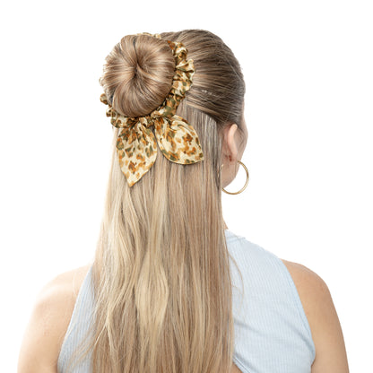 100% Silk Bow Scrunchie Leopard