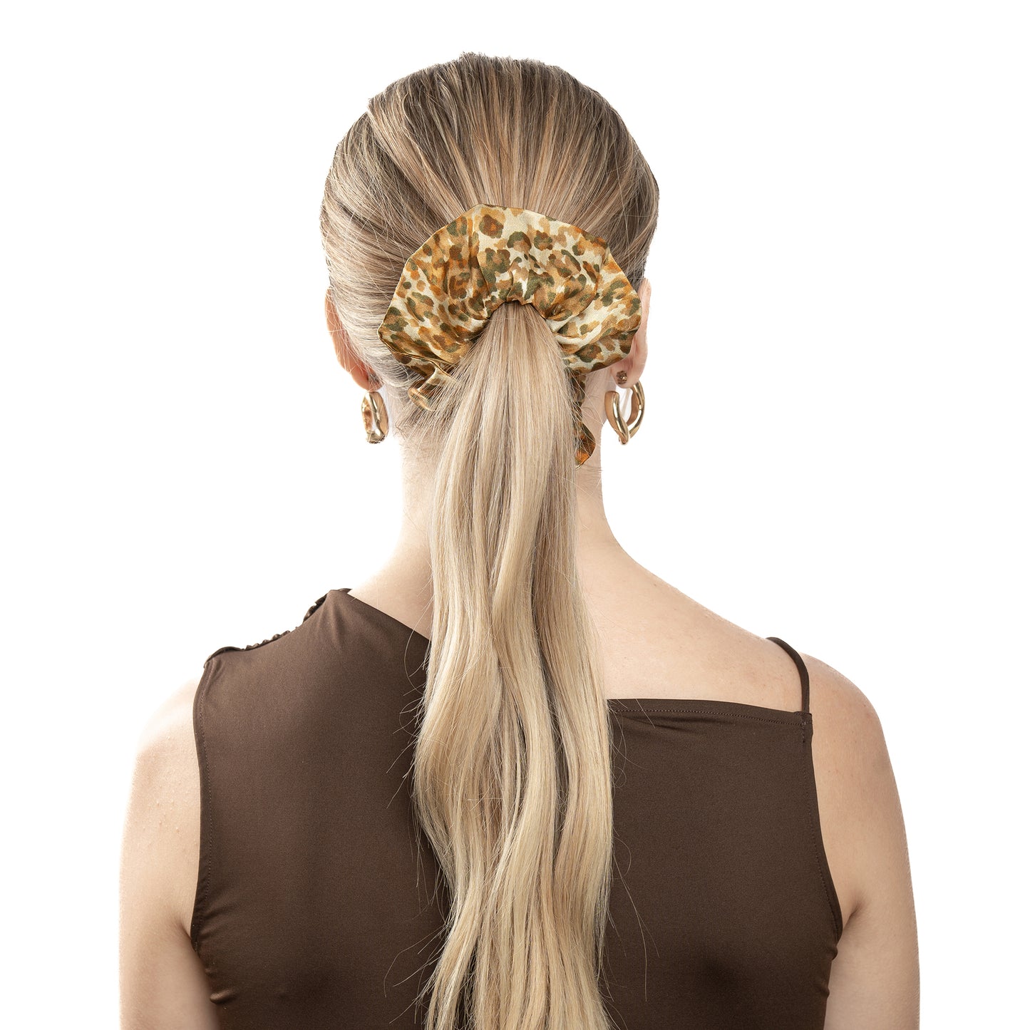 100% Silk Scrunchie Leopard Design