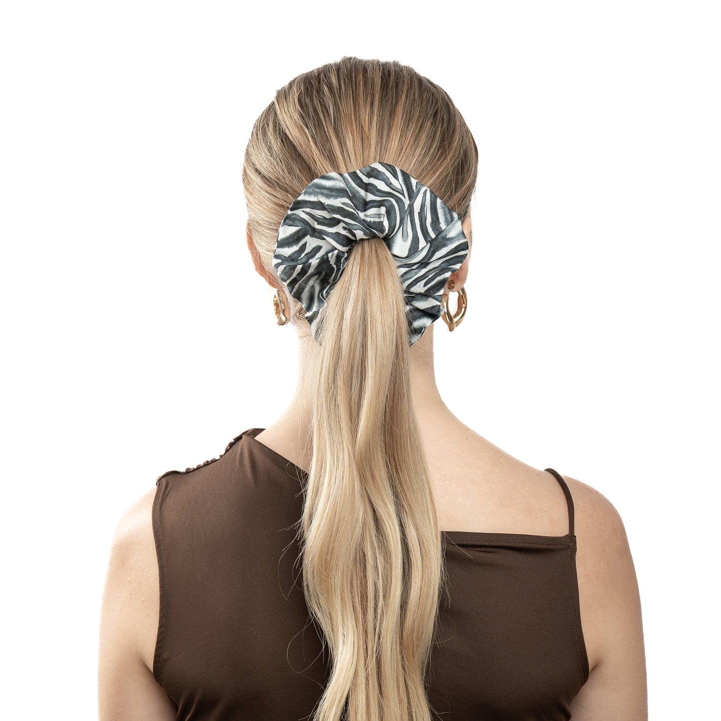 100% Silk Scrunchie Zebra Design