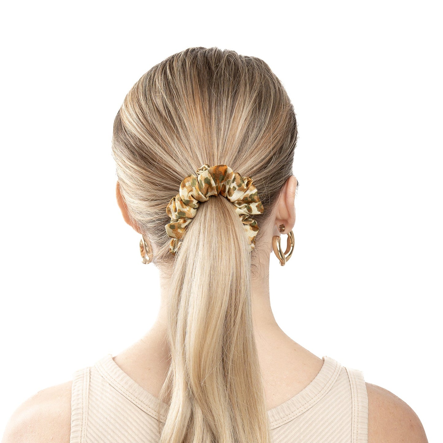 100% Silk Small Scrunchie Leopard