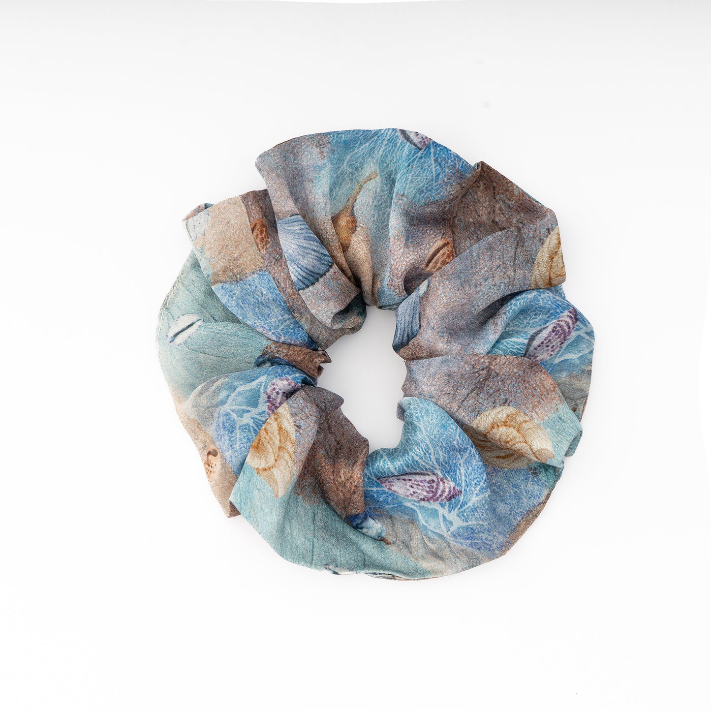 100% Silk Scrunchie Corals and Shells Design