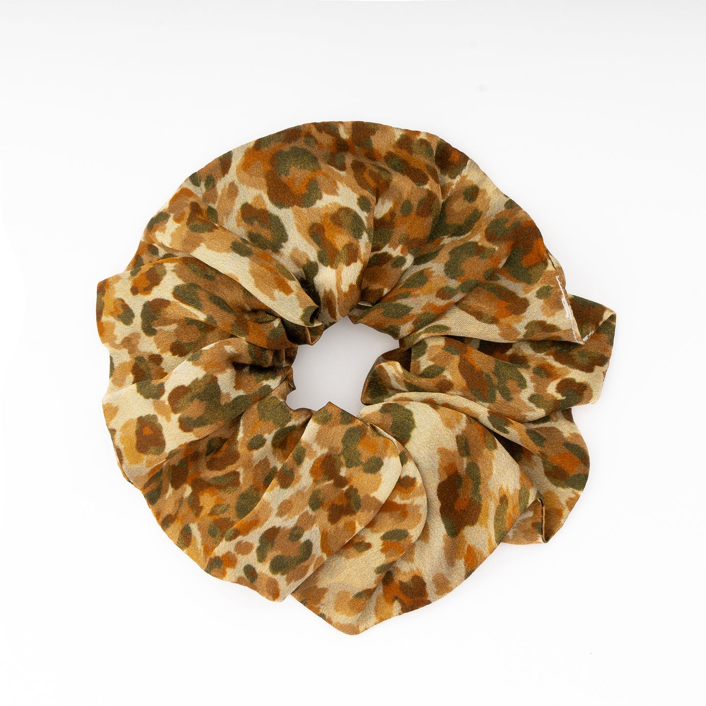 100% Silk Scrunchie Leopard Design