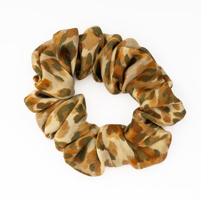 100% Silk Small Scrunchie Leopard