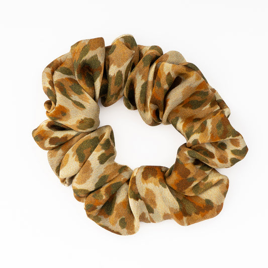 100% Silk Small Scrunchie Leopard