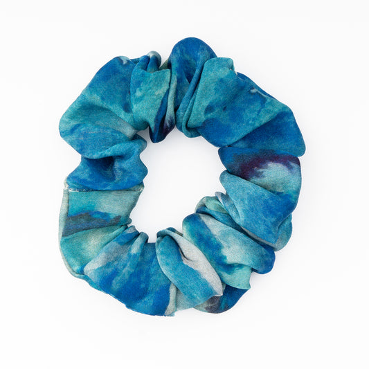 100% Silk Small Scrunchie Aqua