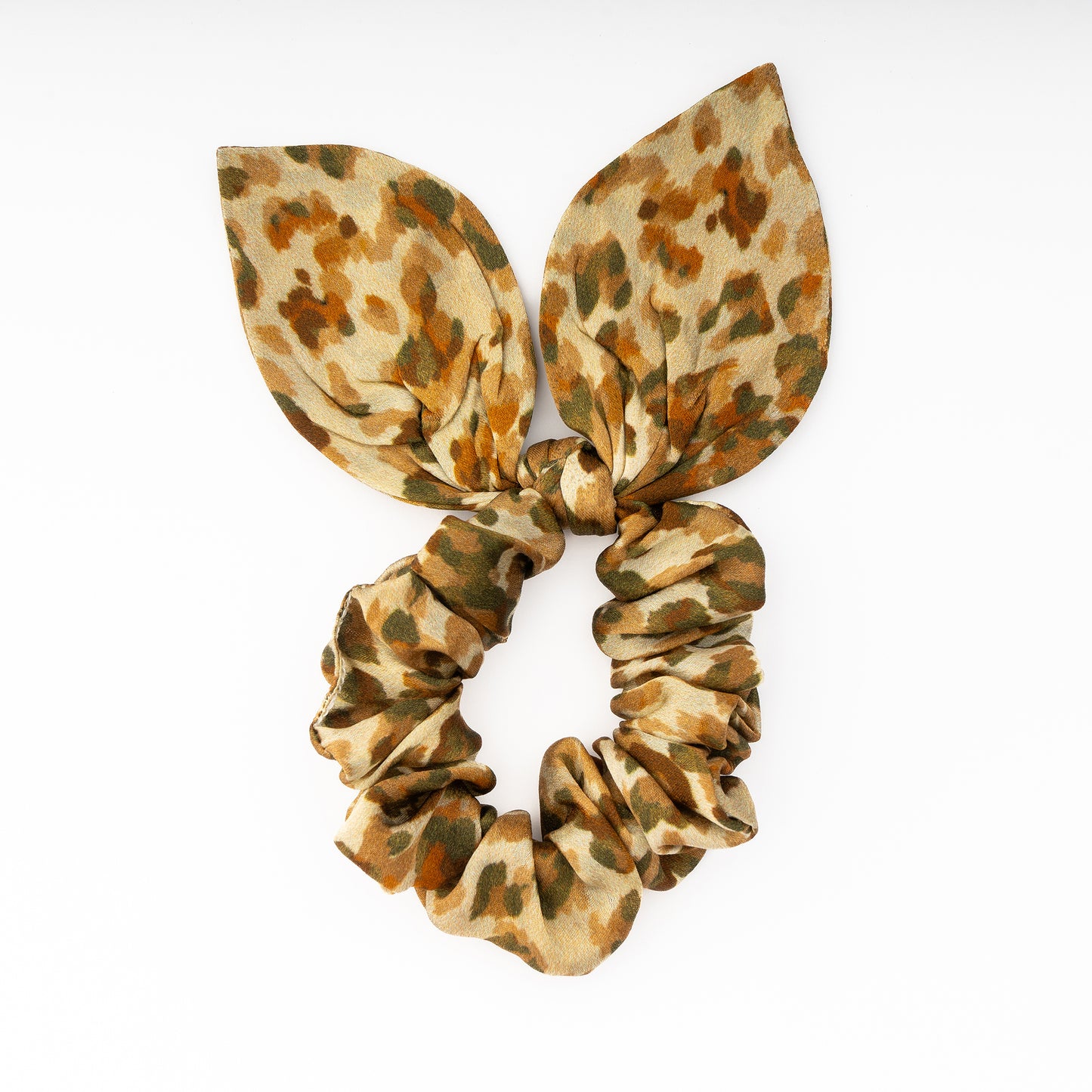 100% Silk Bow Scrunchie Leopard