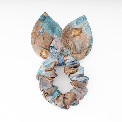 100% Silk Bow Scrunchie Corals And Shells