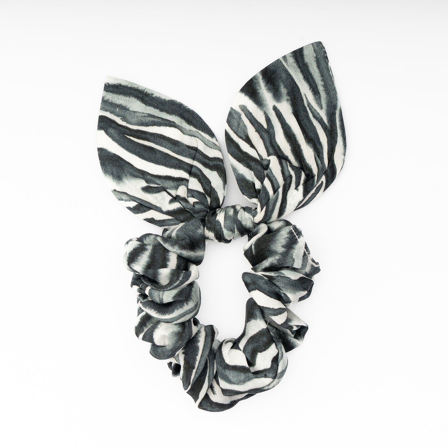 100% Silk Bow Scrunchie Zebra
