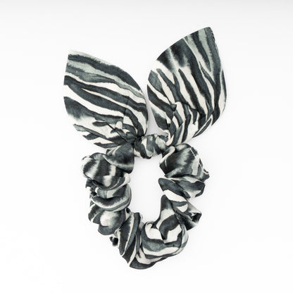 100% Silk Bow Scrunchie Zebra