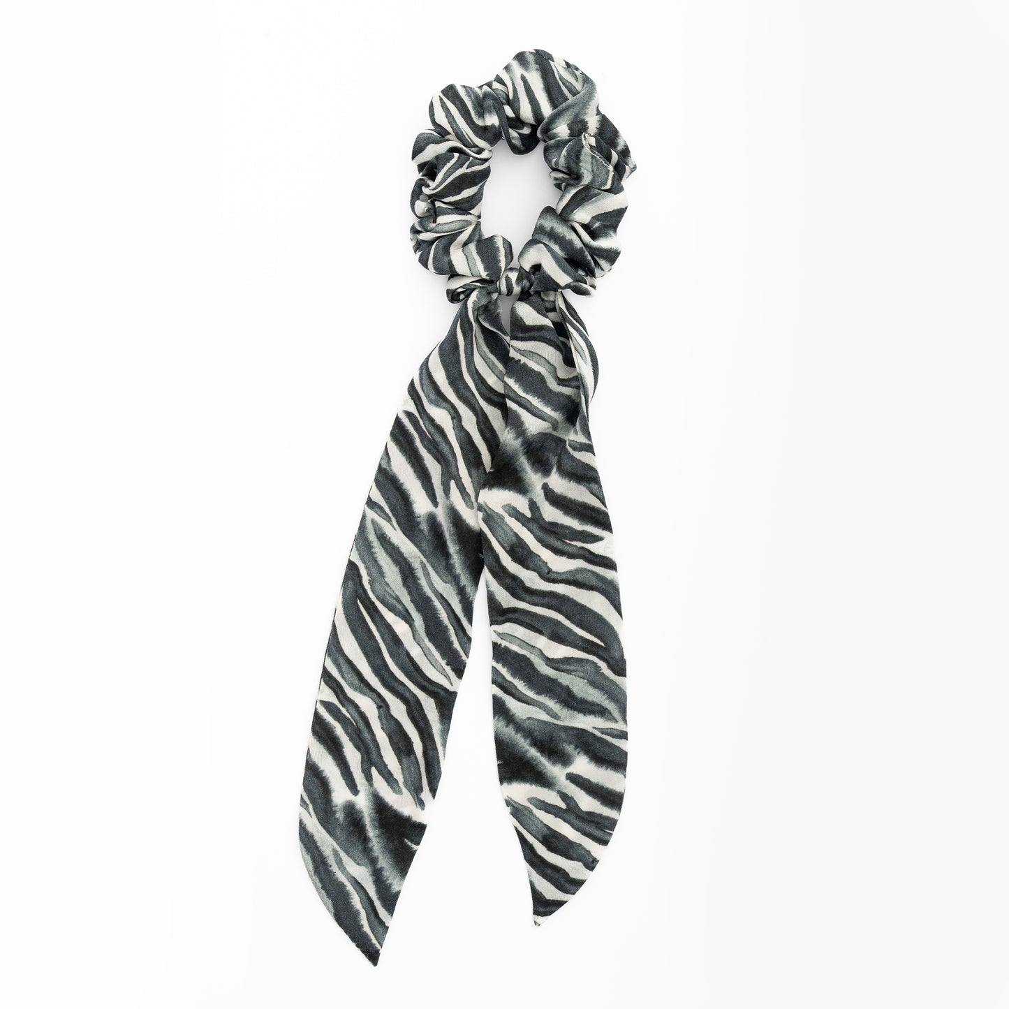 100% Silk Scarf Scrunchie  Zebra