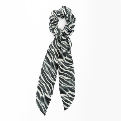 100% Silk Scarf Scrunchie  Zebra
