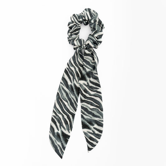 100% Silk Scarf Scrunchie  Zebra