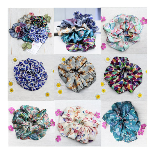 Scrunchie set,Silk scrunchiepack,silk scrunchie,Accessories,Handpainted,Handmade,Gift for her,Hair tie, silk hair tie, luxury silk scrunchie