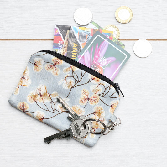 Silk Pouch/ Purse skeletal Small leaves