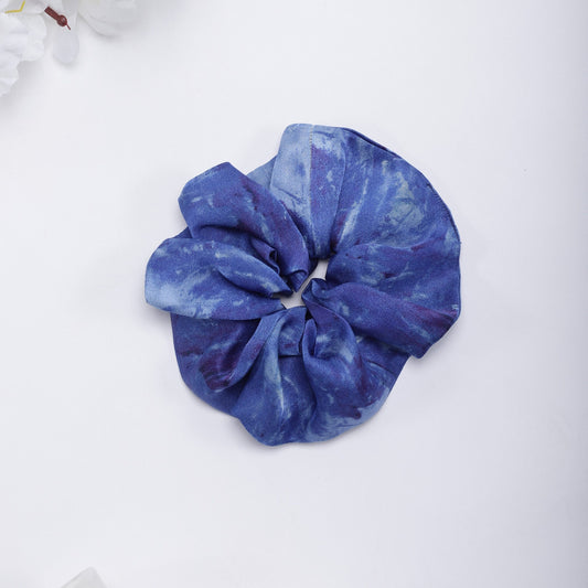 100% Silk Scrunchie Abstract Blue