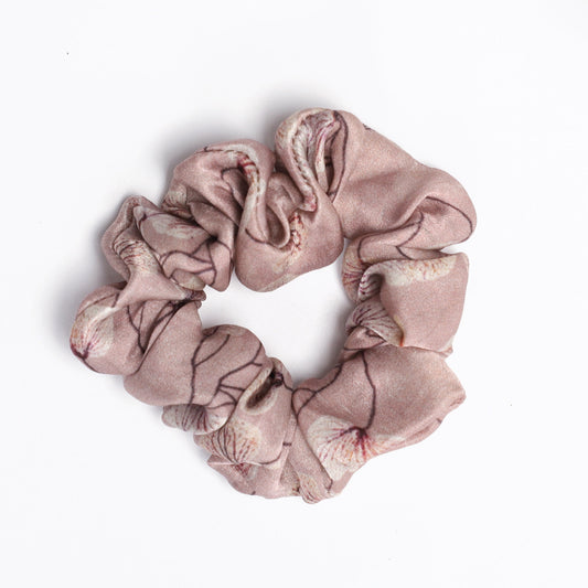 100% Silk Scrunchie skeletal leaves