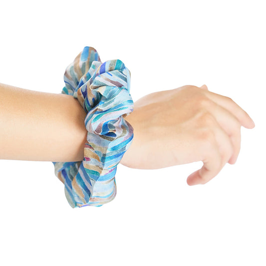 100% Silk Scrunchie Vibrant Abstract