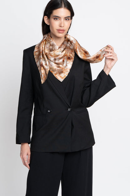 Hand Roll Hemmed Large Square Silk Scarf Hydrangeas